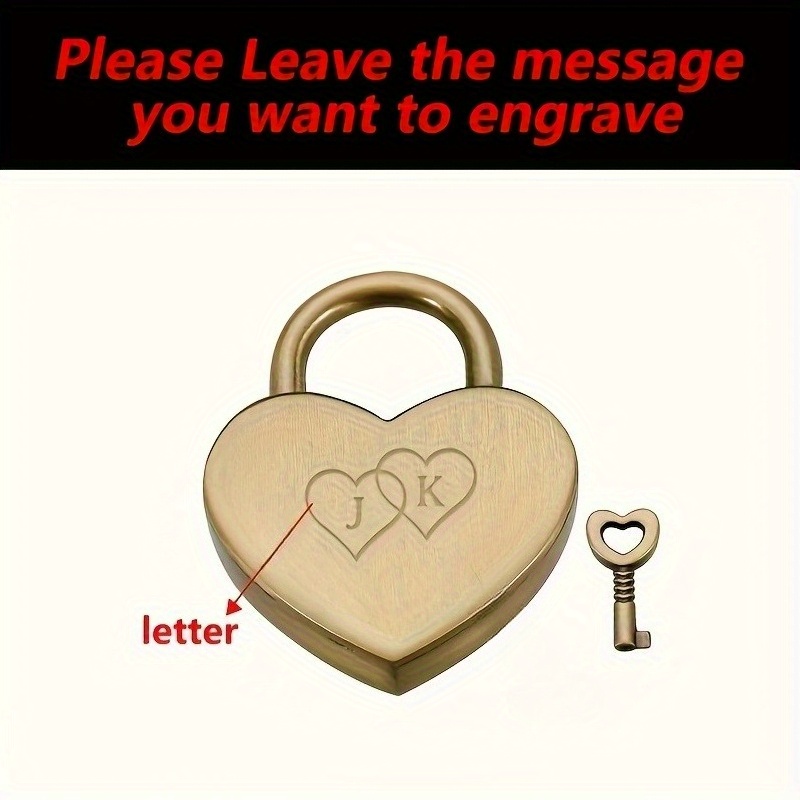 Personalized Heart-Shaped Lock with Key, Custom Initials Gift
